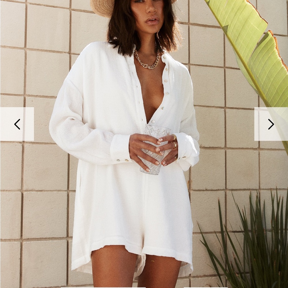 Barcelona White Button Up Romper